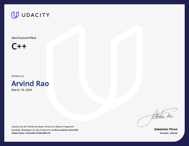 Nanodegree Certificate